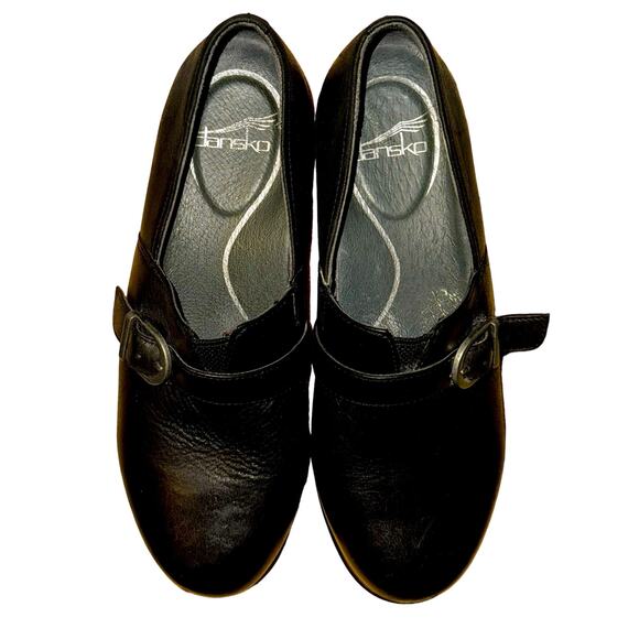 Dansko Chunky Clog Women's Size 36 US 5.5-6 Black Leather Buckle Comfort Shoe - Picture 2 of 8